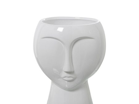 Vase Alexandra House Living White Ceramic Shiny Face 27 x 27 x 35 cm For Discount