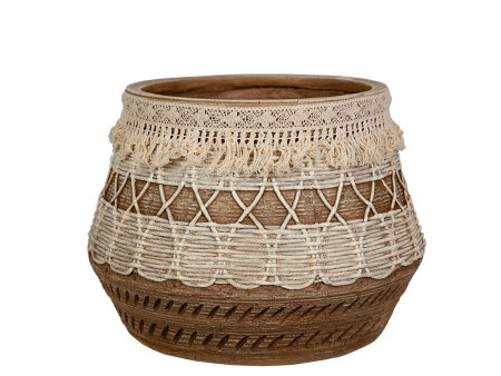 Planter Romimex Beige Resin With tassles 31 x 30 x 31 cm For Discount