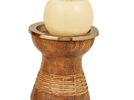 Candleholder Romimex Brown Golden Wood Metal 10 x 10 x 10 cm Discount