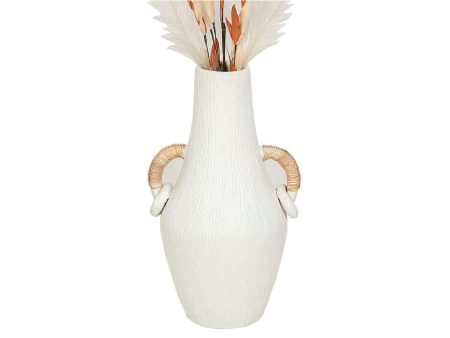 Vase Romimex White Rattan Terracotta 25 x 50 x 25 cm With handles For Discount