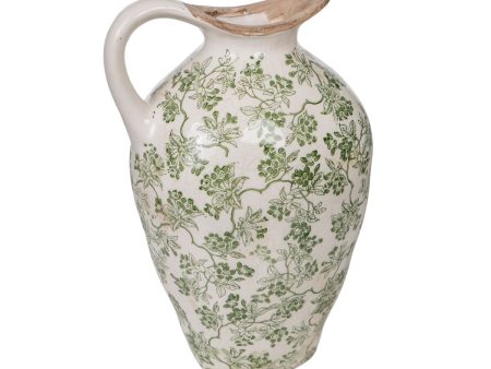 Vase Romimex Green Beige Porcelain 23 x 14 x 13 cm With handle For Cheap