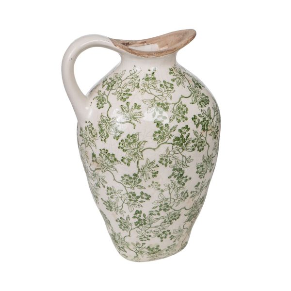 Vase Romimex Green Beige Porcelain 23 x 14 x 13 cm With handle For Cheap