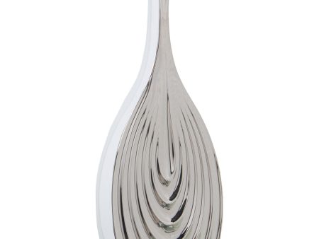 Vase Alexandra House Living White Silver Ceramic 8 x 18 x 43 cm For Discount