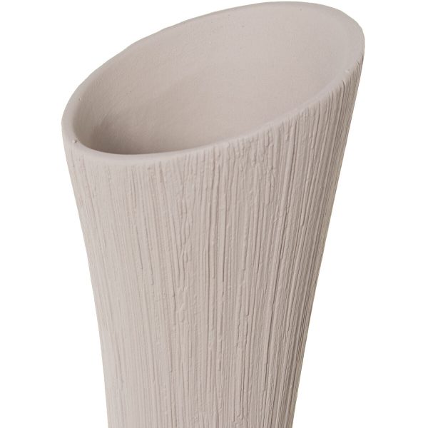 Vase Alexandra House Living Ecru Ceramic Stripes 21 x 21 x 74 cm Cheap