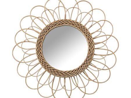 Wall mirror Alexandra House Living wicker Natural Fibre 2 x 45 x 45 cm Circular For Sale