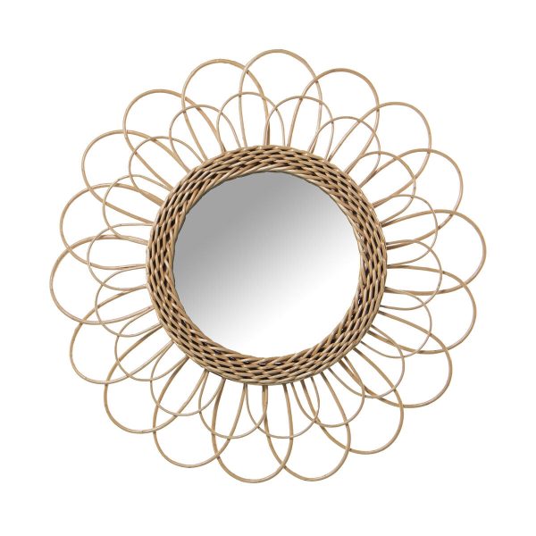 Wall mirror Alexandra House Living wicker Natural Fibre 2 x 45 x 45 cm Circular For Sale