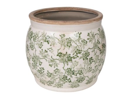 Planter Romimex Green Beige Porcelain 20 x 16 x 20 cm For Sale