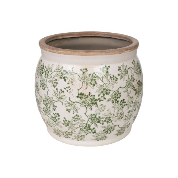 Planter Romimex Green Beige Porcelain 20 x 16 x 20 cm For Sale