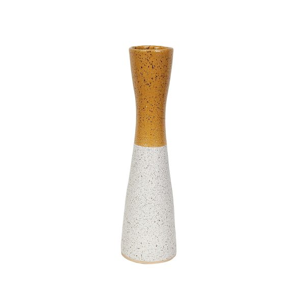 Vase Romimex Yellow White Ceramic 12 x 43 x 12 cm For Cheap