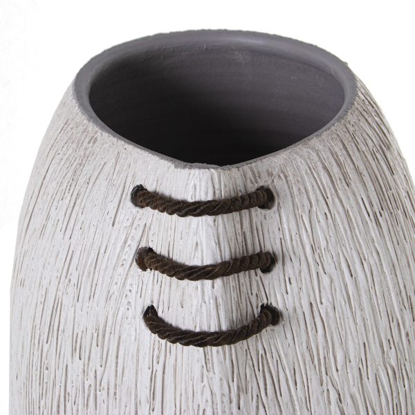 Vase Alexandra House Living White Ceramic Stripes 22 x 22 x 40 cm Online Sale