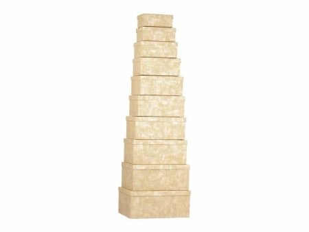 Set of Stackable Organising Boxes Stripes Natural Cardboard (2 Units) For Discount