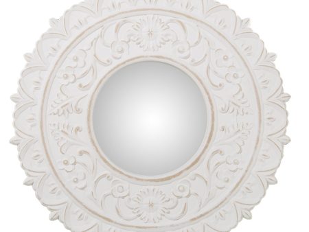 Wall mirror Alexandra House Living White Wood Worn 4 x 57 x 58 cm Circular For Cheap