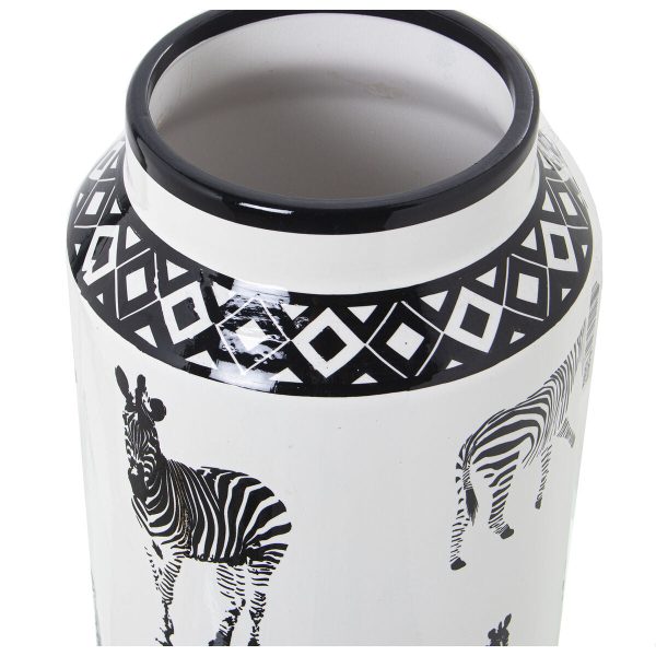 Vase Alexandra House Living White Ceramic Zebra 18 x 18 x 36 cm Online Hot Sale