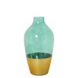 Vase Alexandra House Living Green Golden Crystal 13 x 13 x 26 cm Cheap