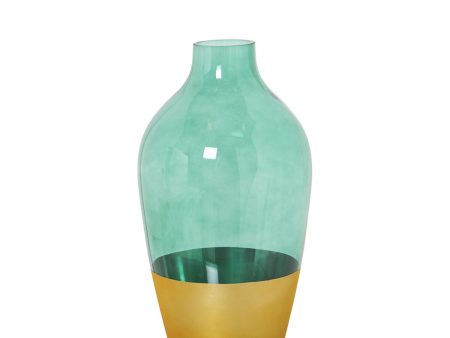 Vase Alexandra House Living Green Golden Crystal 13 x 13 x 26 cm Cheap