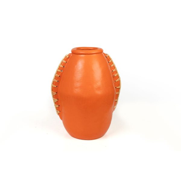 Vase Romimex Orange Natural Ceramic Rattan 22 x 35 x 25 cm on Sale