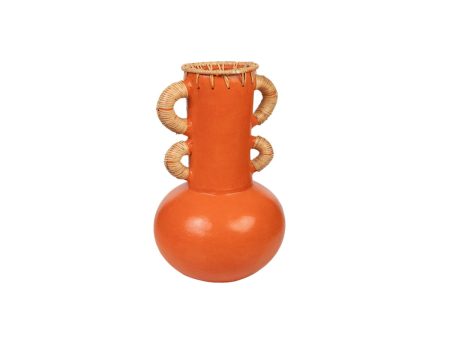 Vase Romimex Orange Natural Ceramic Rattan 20 x 40 x 20 cm With handles on Sale