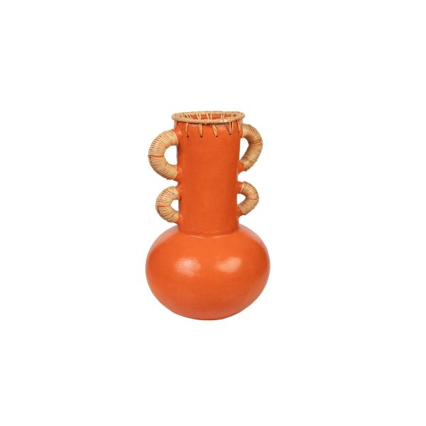 Vase Romimex Orange Natural Ceramic Rattan 20 x 40 x 20 cm With handles on Sale