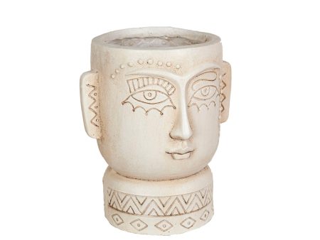 Planter Romimex Grey Resin Ethnic Bust 26 x 30 x 22 cm on Sale