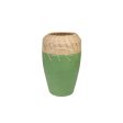 Vase Romimex Green Natural Ceramic Rattan 20 x 30 x 20 cm on Sale