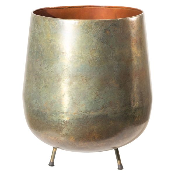 Planter Romimex Brown Metal 38 x 44 x 38 cm Fashion