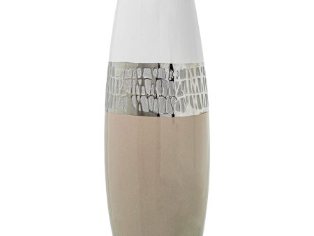 Vase Alexandra House Living White Beige Ceramic 11 x 11 x 33 cm Sale