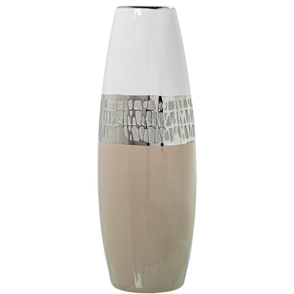 Vase Alexandra House Living White Beige Ceramic 11 x 11 x 33 cm Sale