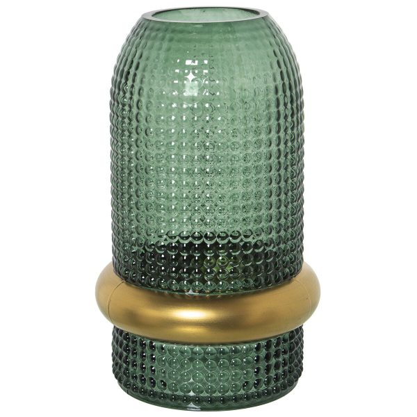 Vase Alexandra House Living Green Golden Crystal 13 x 13 x 23 cm For Sale