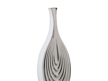 Vase Alexandra House Living White Silver Ceramic 7 x 15 x 33 cm Online now