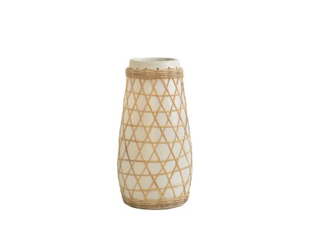 Vase Romimex White Ceramic Rattan 20 x 40 x 20 cm Online