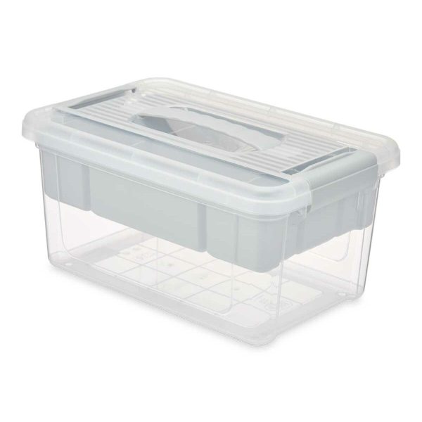 Multi-use Box Grey Transparent Plastic 5 L 29,5 x 14,5 x 19,2 cm (6 Units) on Sale