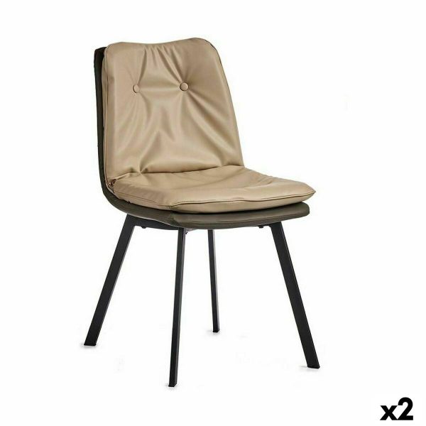 Armchair Buttons Black Beige Grey Steel 62 x 85 x 47 cm (2 Units) Online now