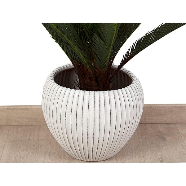 Planter Romimex Beige Ceramic Stripes 40 x 34 x 40 cm Fashion