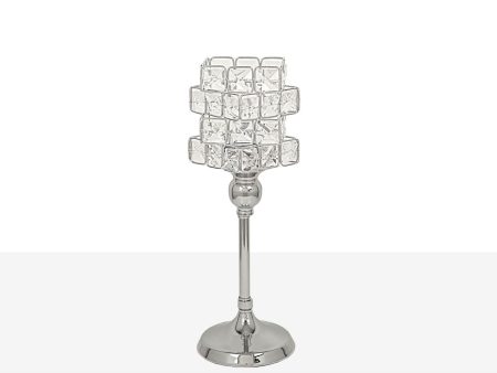 Candleholder Romimex Silver Metal Glass 12 x 32 x 12 cm Wineglass Fashion