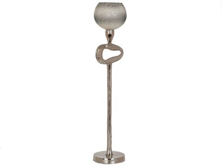 Candleholder Romimex Beige Silver Glass Aluminium 12 x 56 x 12 cm Ball Online Hot Sale