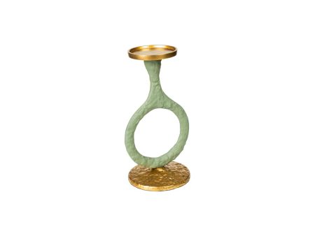 Candleholder Romimex Green Golden Aluminium 14 x 25 x 13 cm Circle Cheap