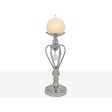 Candleholder Romimex Silver Metal Glass 14 x 35 x 14 cm Fashion