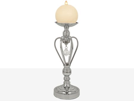 Candleholder Romimex Silver Metal Glass 14 x 35 x 14 cm Fashion