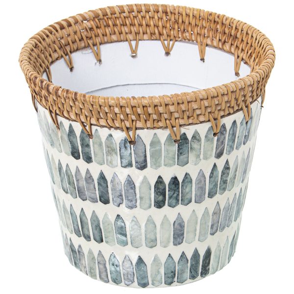 Planter Alexandra House Living Multicolour Rattan Mother of pearl Printed 18 x 14 x 18 cm Online Sale