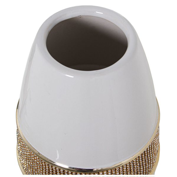 Vase Alexandra House Living White Golden Ceramic Shiny 14 x 14 x 30 cm For Discount