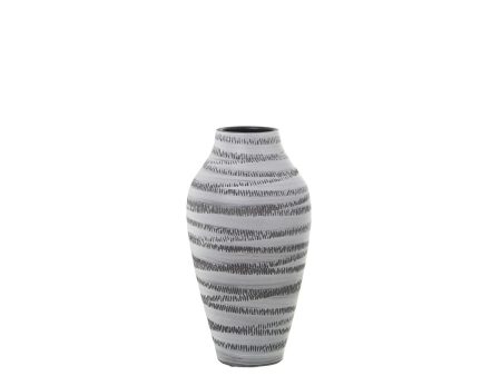 Vase Alexandra House Living Grey Ceramic Stripes 22 x 21 x 39 cm Discount