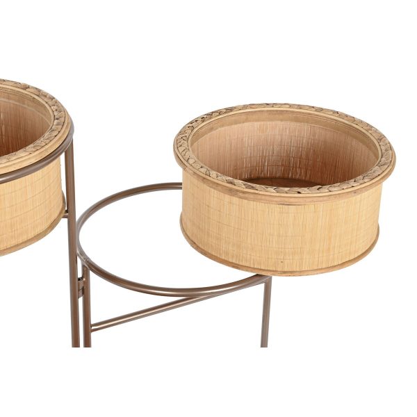 Planter DKD Home Decor 55 x 42 x 79 cm Black Brown Iron Bamboo Tropical Online Hot Sale