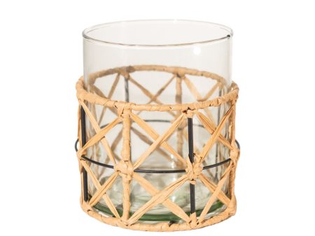 Candleholder Romimex Brown Transparent Jute Glass 12 x 13 x 12 cm Online now