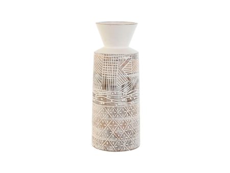 Vase Home ESPRIT White Natural Mango wood Colonial 15 x 15 x 22,5 cm For Sale