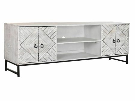 TV furniture DKD Home Decor 180 x 40 x 60 cm Black Metal White Mango wood Online