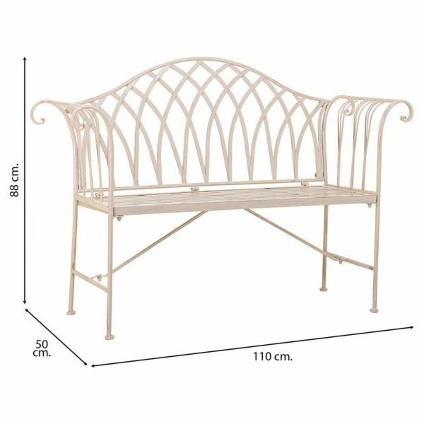 Bench Alexandra House Living White Iron 50 x 88 x 110 cm For Discount