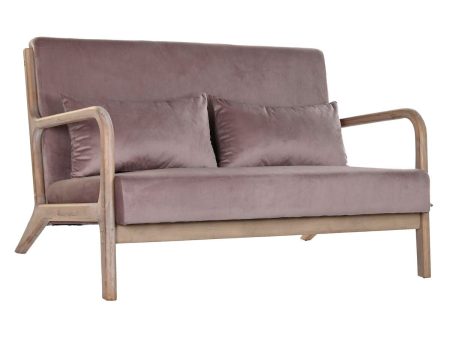 2-Seater Sofa DKD Home Decor Pink Linen Rubber wood Traditional (122 x 85 x 74 cm) Supply