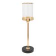 Candleholder Romimex Golden Metal Glass 12 x 47 x 12 cm Online Hot Sale