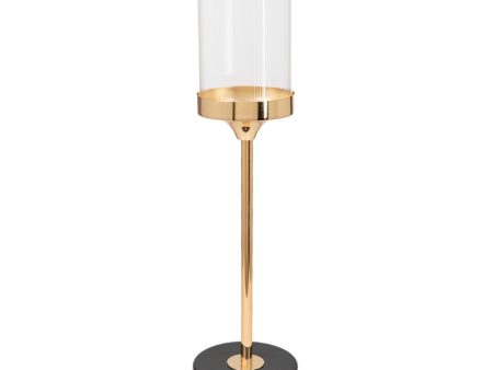 Candleholder Romimex Golden Metal Glass 12 x 47 x 12 cm Online Hot Sale