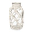 Vase White Cloth Glass 9 x 17 x 9 cm (12 Units) Macrame Online Hot Sale